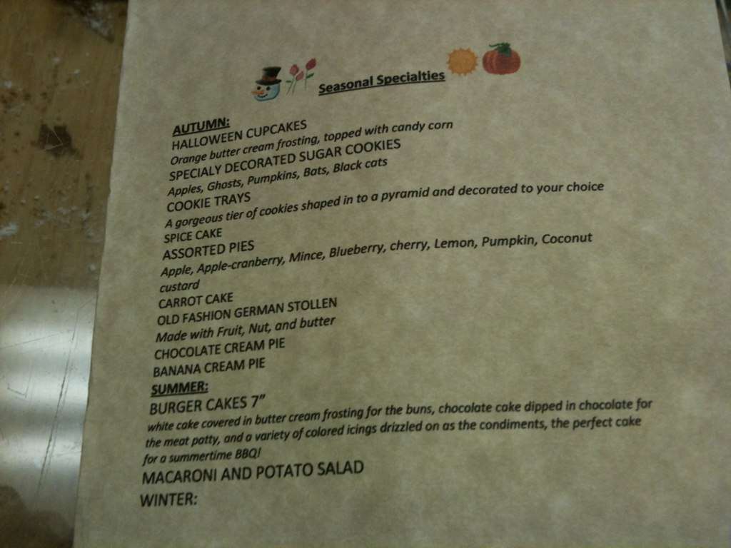 Carta de Varrelmann's Bake Shop