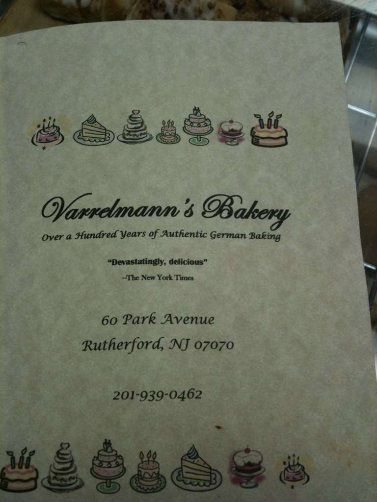 Carta de Varrelmann's Bake Shop