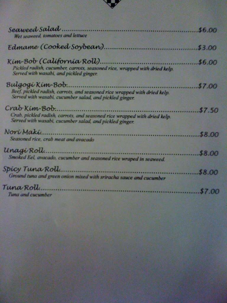 Menu at IHos Korean Grill, Bozeman