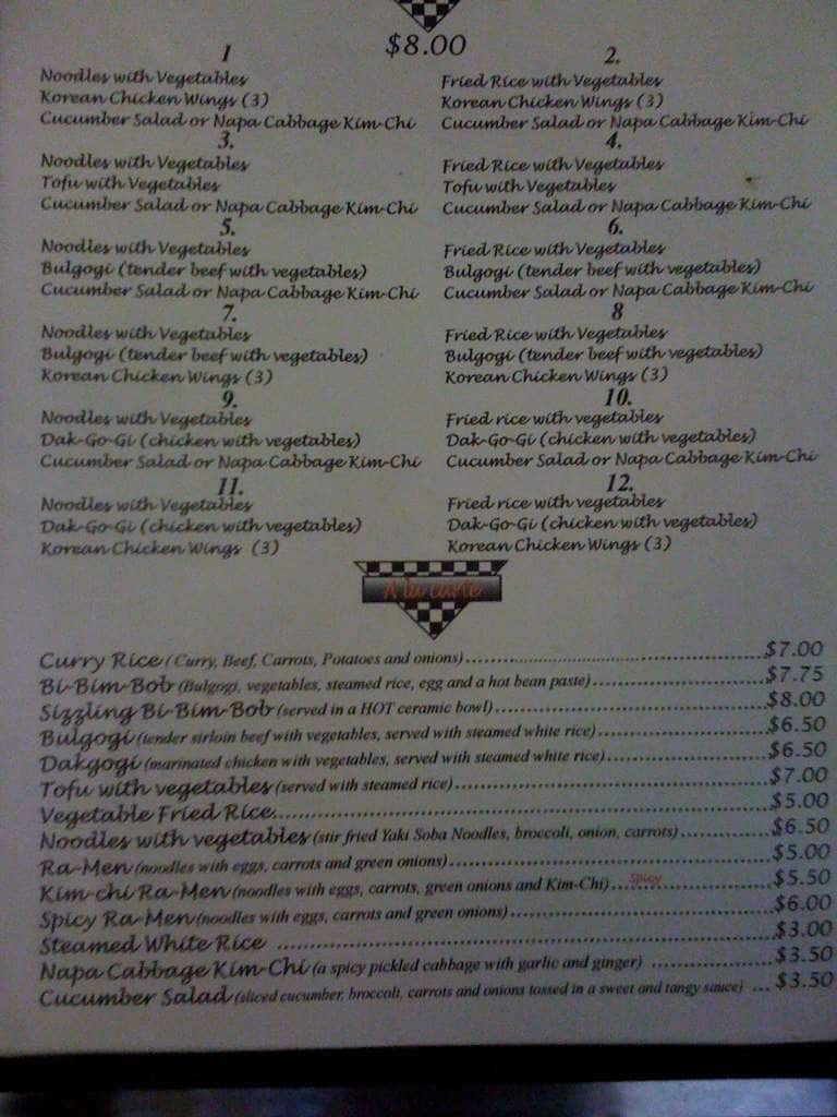 Menu at IHos Korean Grill, Bozeman