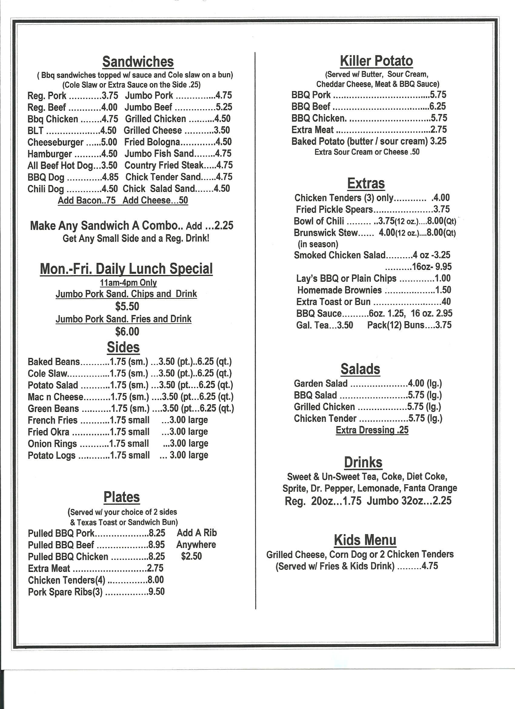 Choo Choo Barbecue Menu, Menu for Choo Choo Barbecue, East Ridge ...