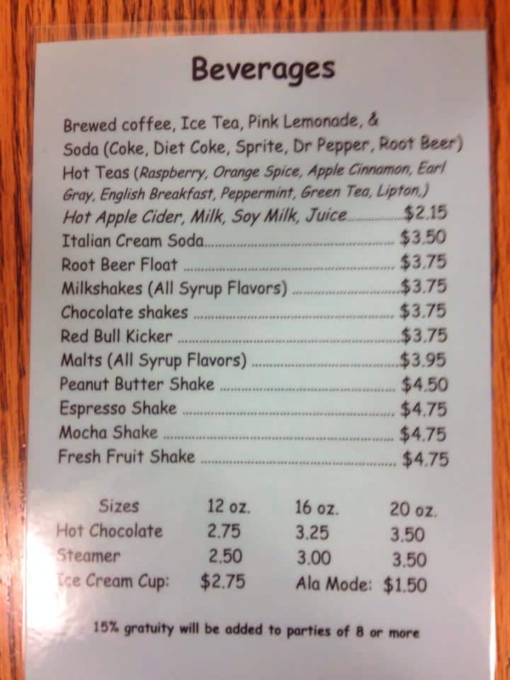 Menu at Chowder House restaurant, Fairbanks