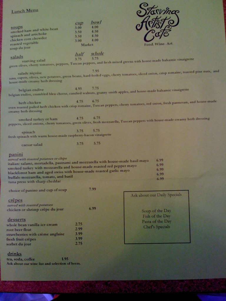 Starving Artist Cafe Menu Menu For Starving Artist Cafe North Little starving-artist-cafe-menu-menu-for-starving-artist-cafe-north-little