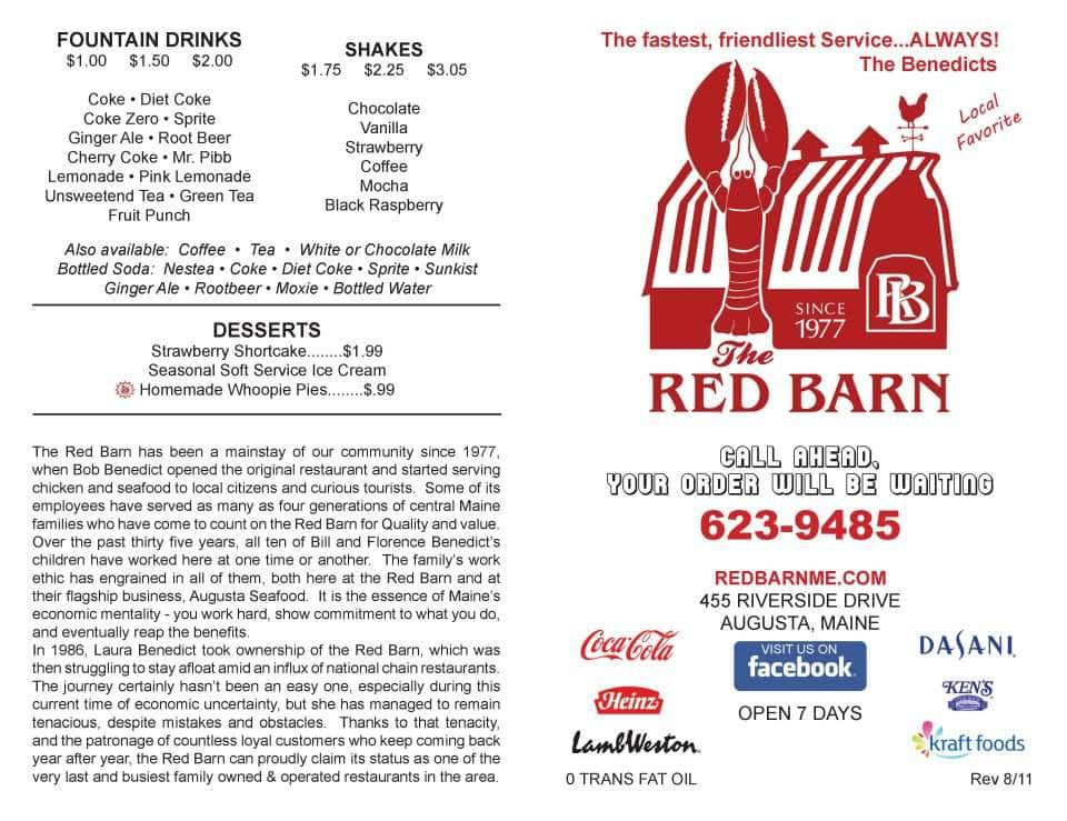 The Red Barn Menu Menu For The Red Barn Augusta Augusta