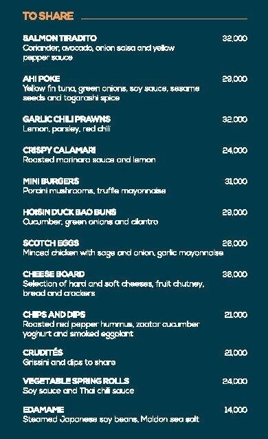 Bar ThreeSixty menu