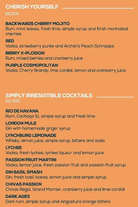 Bar ThreeSixty menu