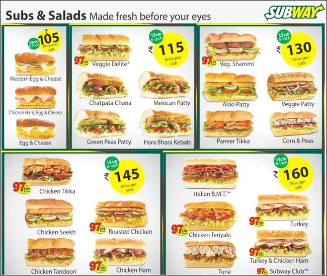 Subway Menu, Menu for Subway, IGI Airport, New Delhi - Zomato