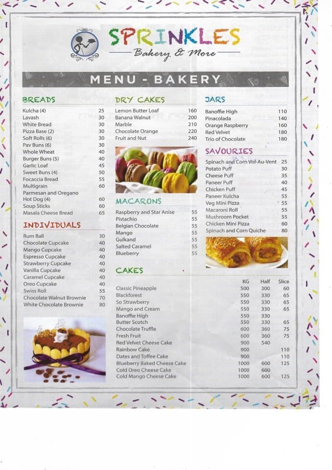 Sprinkles Bakery & More Menu - Zomato