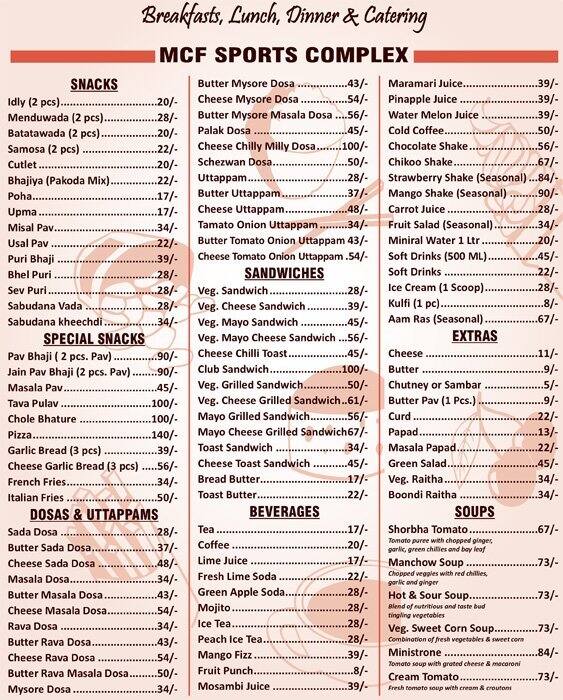 MCF V Kitchen Menu, Menu for MCF V Kitchen, Borivali West, Mumbai