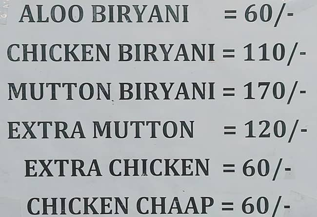 Menu Of Ansh Arsalan Biryani, Barrackpore, Kolkata