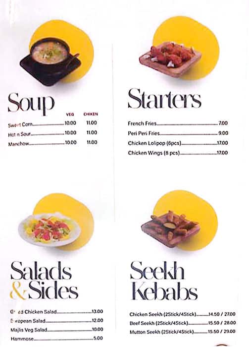 Menu of Arabian Majlis Restaurant, Qusais, Dubai