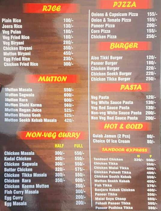 Menu of Royal Kabab Corner & Restaurant, Prem Nagar, Dehradun