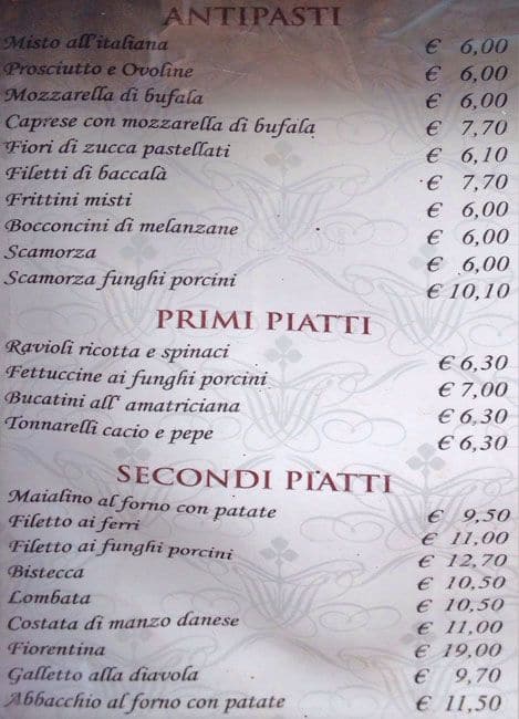 Menu di Hostaria Er Buco 