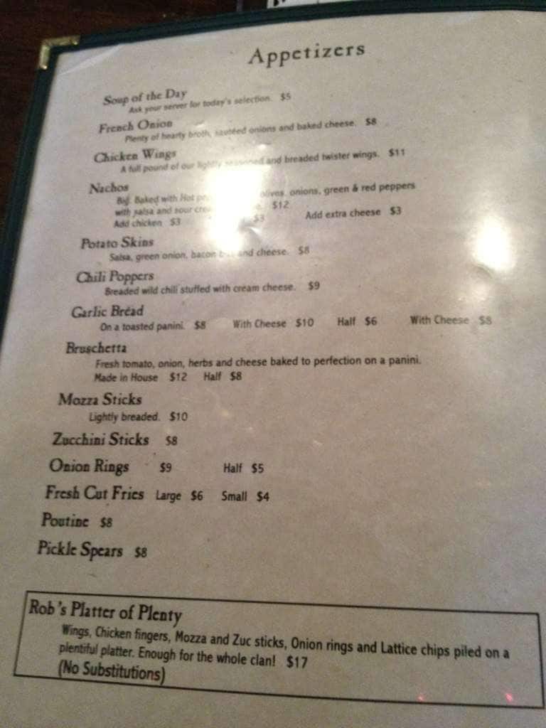 Rob Roy's Pub & Restaurant Menu Urbanspoon/Zomato