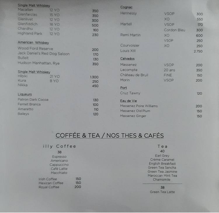 Metti Menu Menu at Métis restaurant, Mengwi