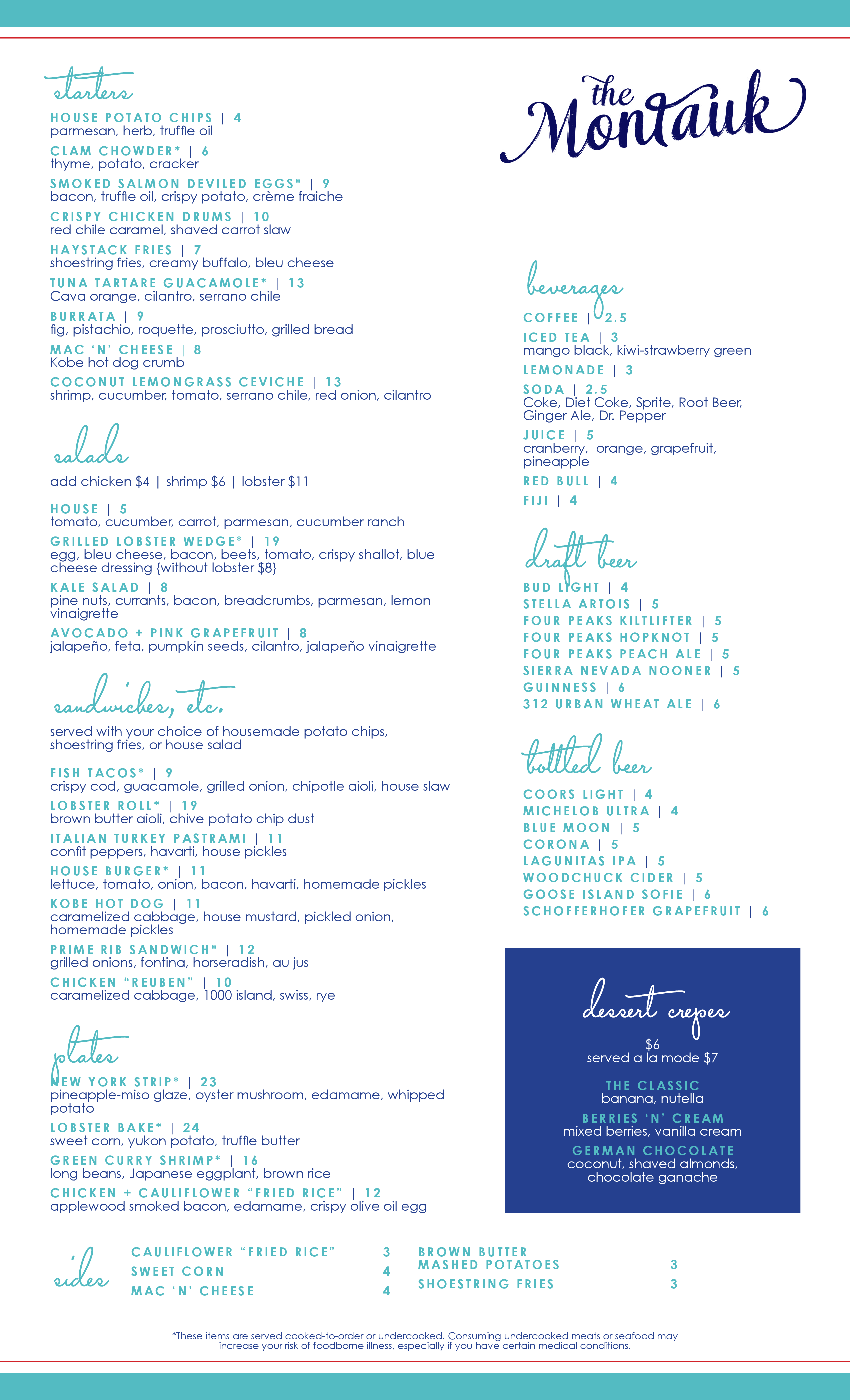 montauk yacht club restaurant menu