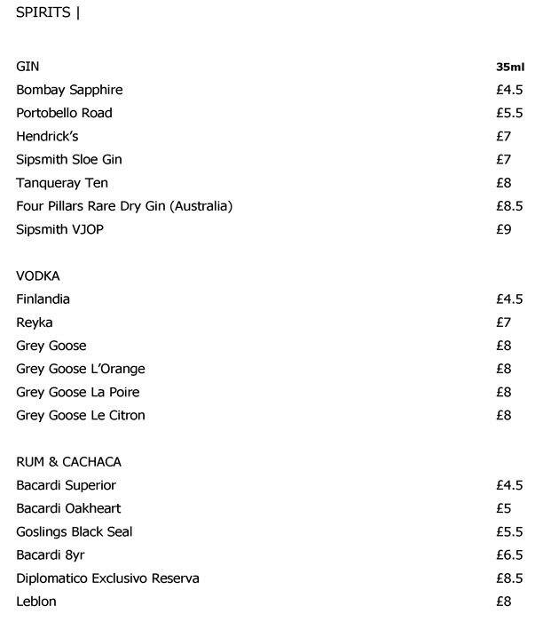 Menu at Maze Grill steakhouse, London, 79 Royal Hospital Rd