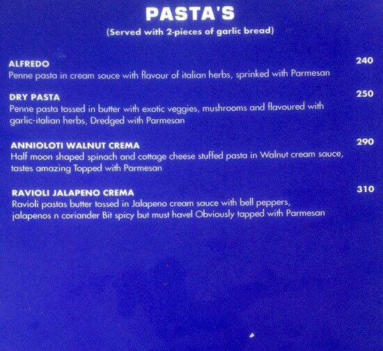The Bedazzle menu