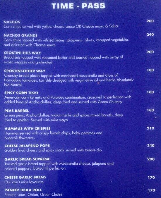The Bedazzle menu