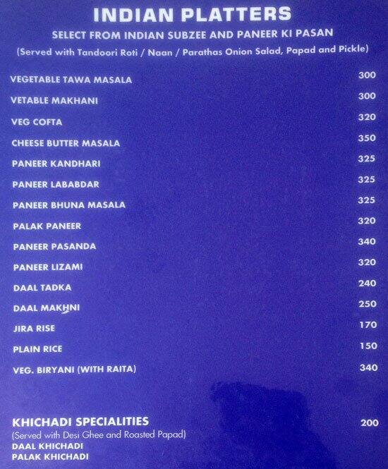 The Bedazzle menu