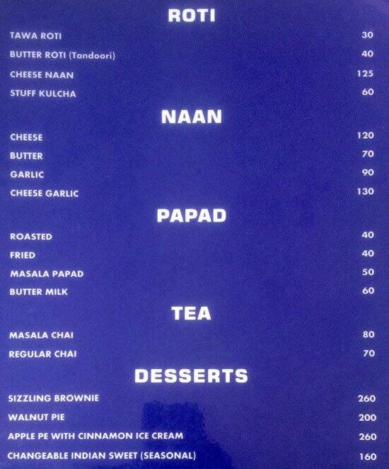 The Bedazzle menu