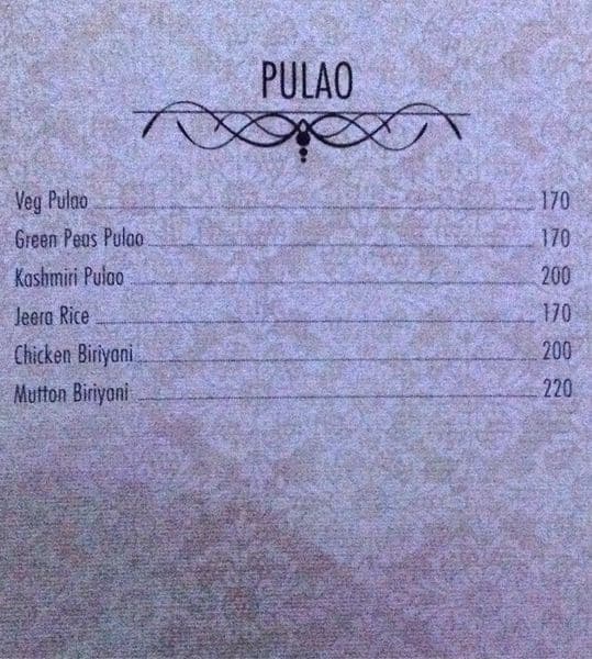 The Silver Oak (Restaurant & Bar) menu