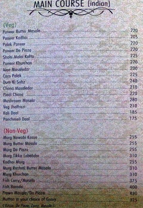 The Silver Oak (Restaurant & Bar) menu