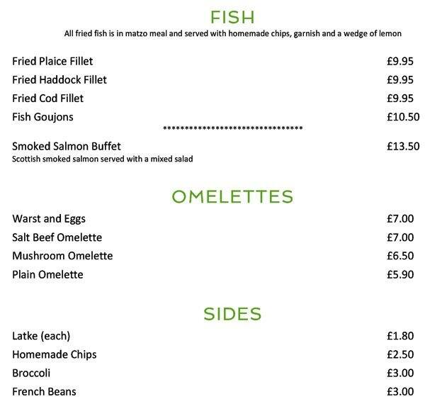 Menu at B & K Salt Beef Bar, London, 11 Lanson House Whitchurch Lane