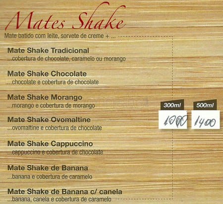 Rei do Mate cardápio