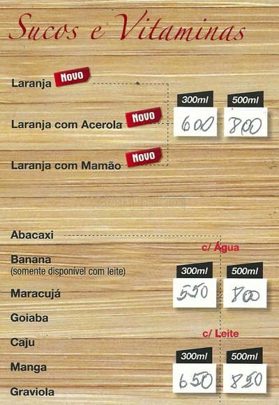 Rei do Mate cardápio