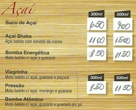 Rei do Mate cardápio