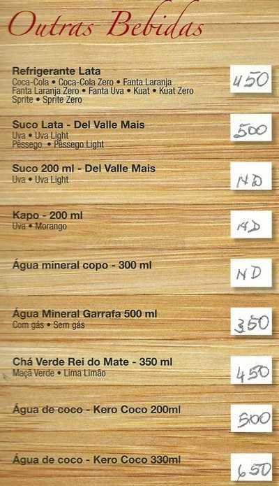 Rei do Mate cardápio