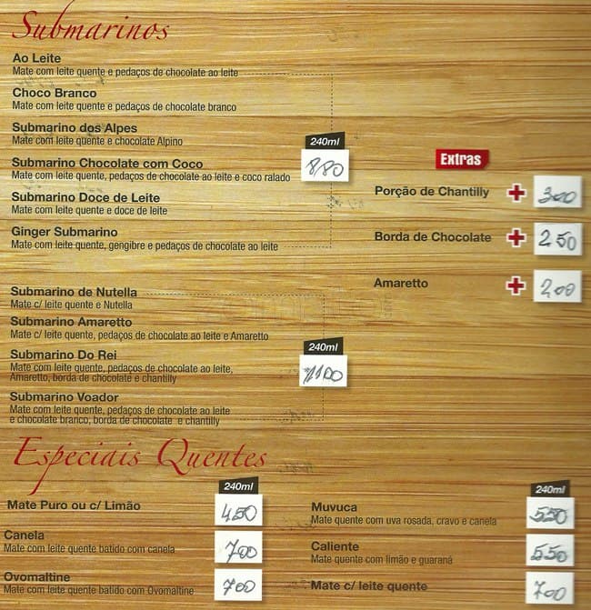 Rei do Mate cardápio