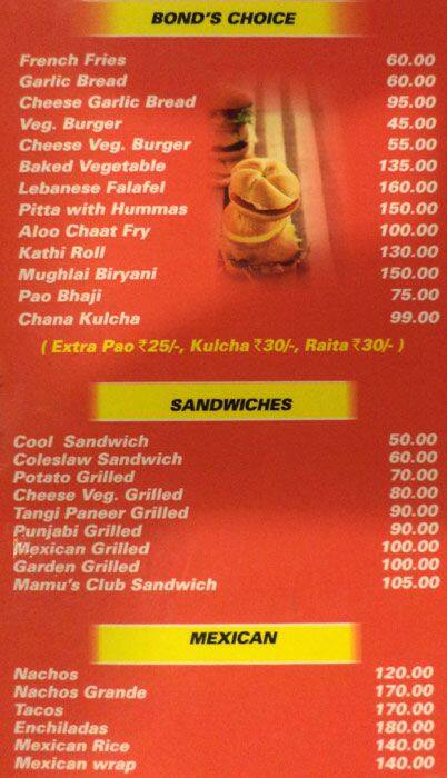 Mamu's Cafe menu