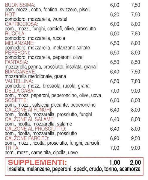 Menu di Pizzeria Ristorante Luna Rossa 