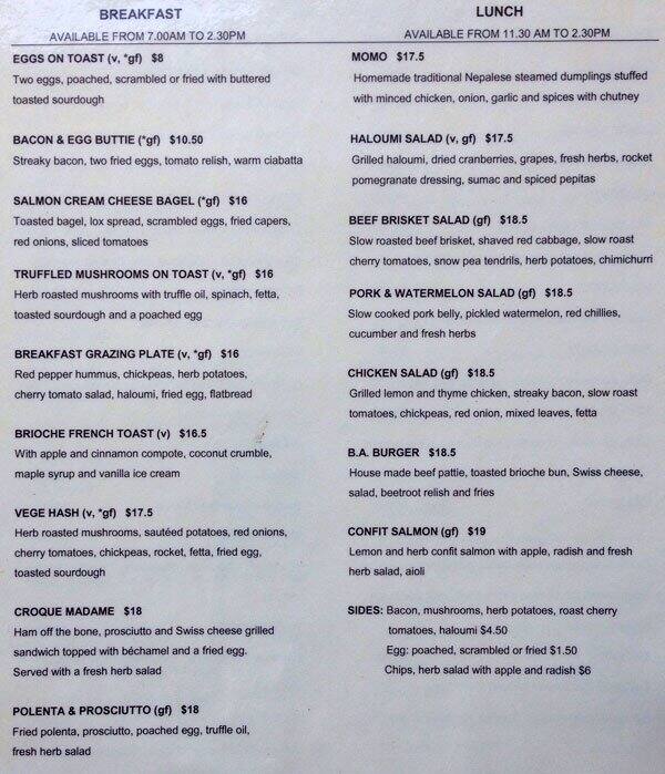 The Baker's Arms Specialty Bakehouse Menu Urbanspoon/Zomato