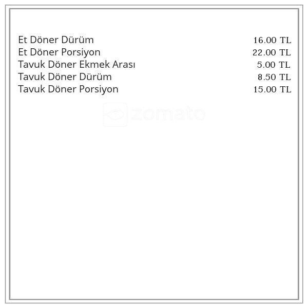 Menu At Osmanli Bufe Kahvalti Fast Food Istanbul Megacenter