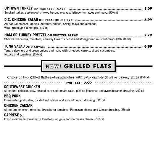 Menu at Corner Bakery Cafe, Dallas, 301 N Market St #100