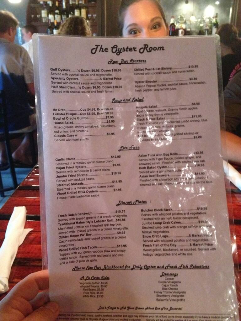 The Oyster Room Menu For Folly Beach The Oyster Room Folly Beach Menu