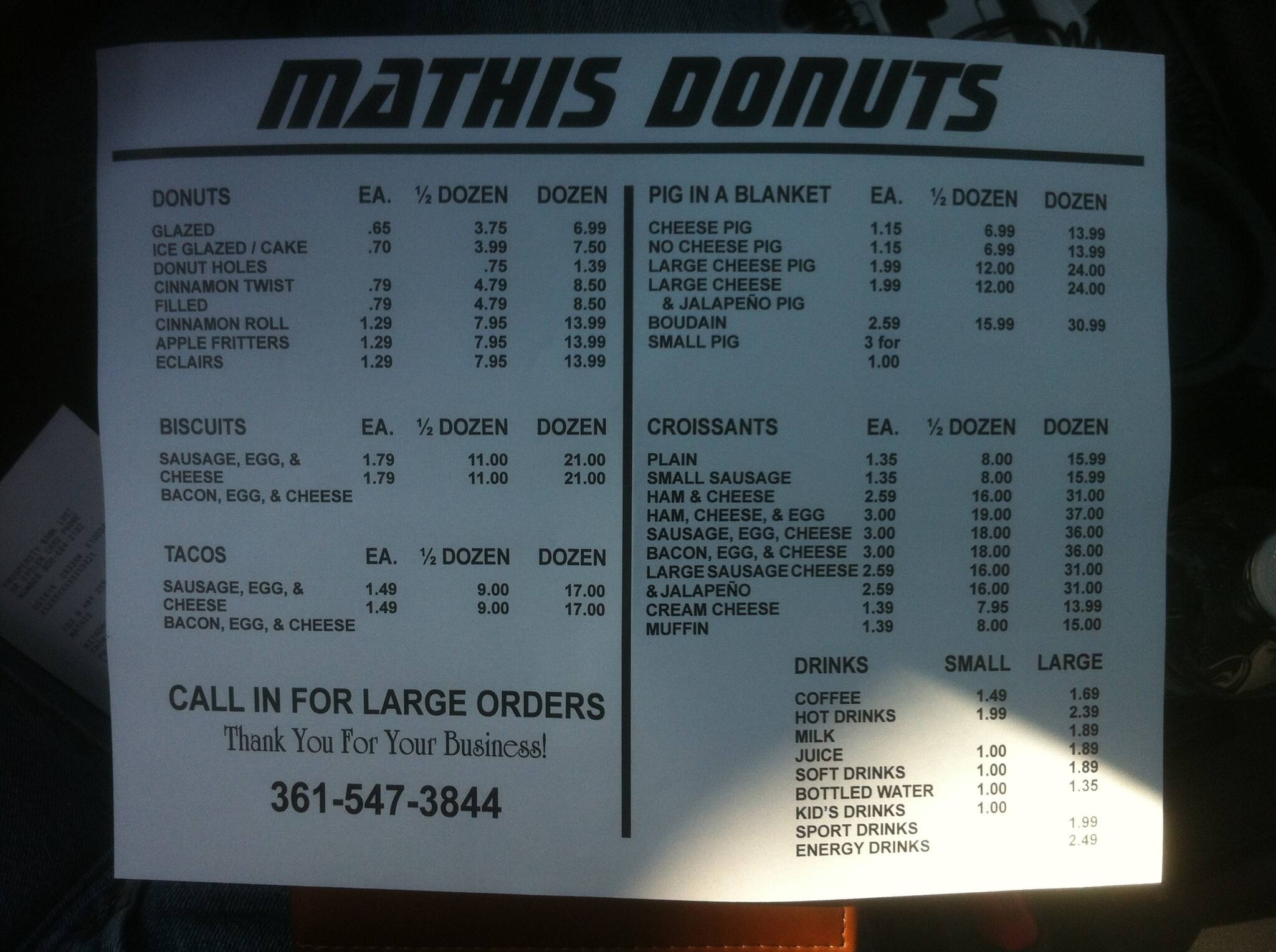 Carta de Mathis Donuts