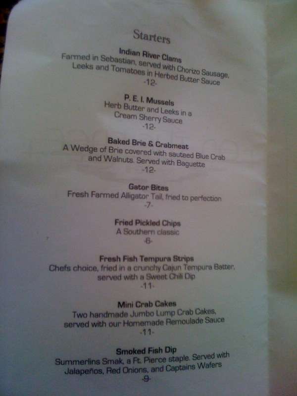 Menu at On The Edge Bar & Grill, Fort Pierce