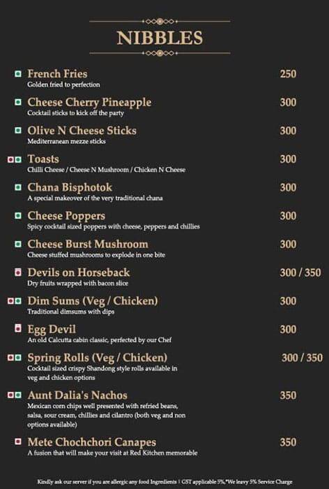 Menu of Red Kitchen & Lounge, Nagerbazar, Kolkata