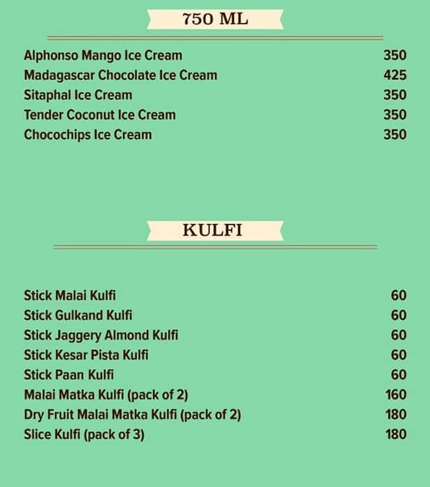 Menu at NIC Ice Creams, Lucknow, Shop A109
