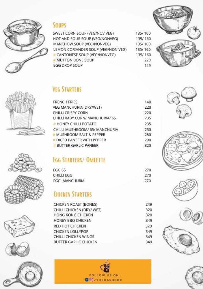 Menu at The Hash Box Restaurant, Tenali