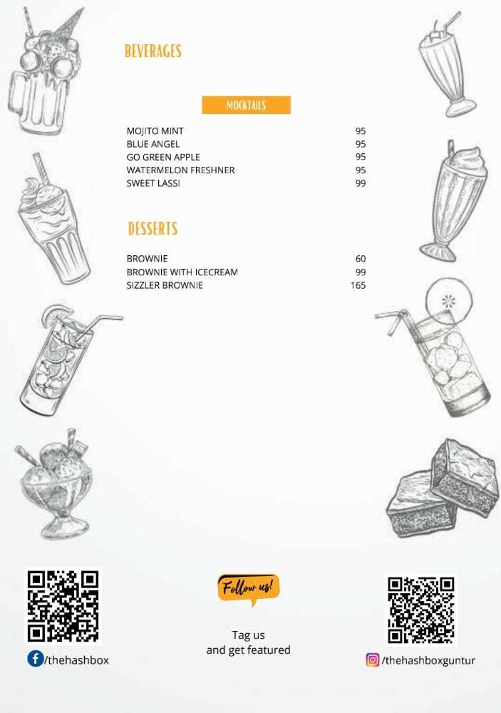 Menu at The Hash Box Restaurant, Tenali