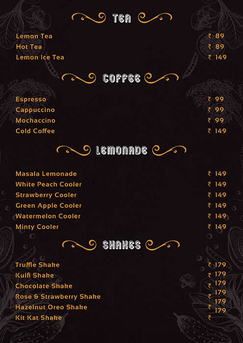 The 10e cafe menu