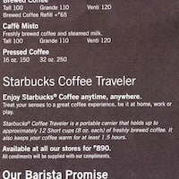 Starbucks Sm Southmall Almanza Las Piñas City Zomato Philippines Scanned Menu For Starbucks