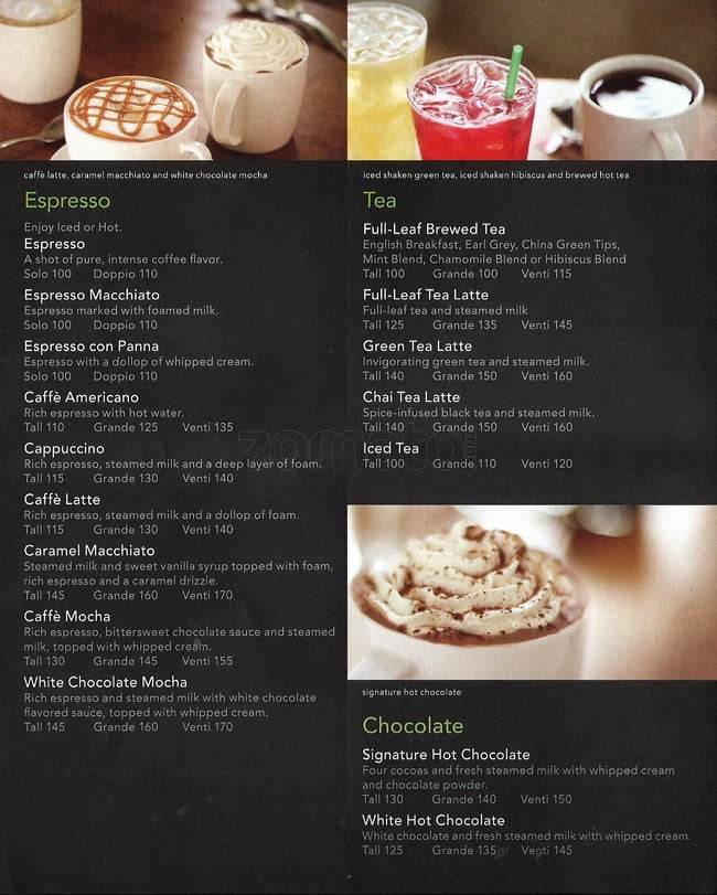 Starbucks Ph Menu Price List