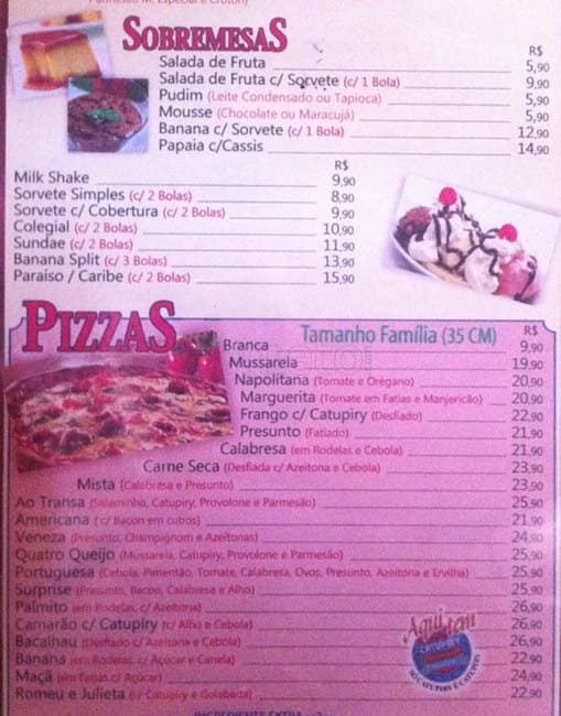 Restaurante Transa cardápio