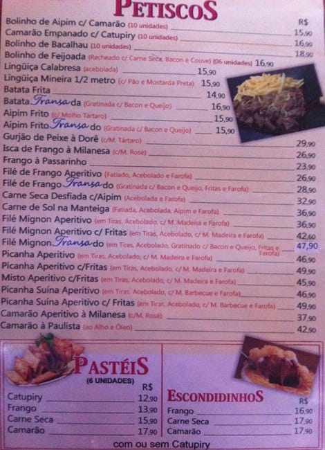 Restaurante Transa cardápio